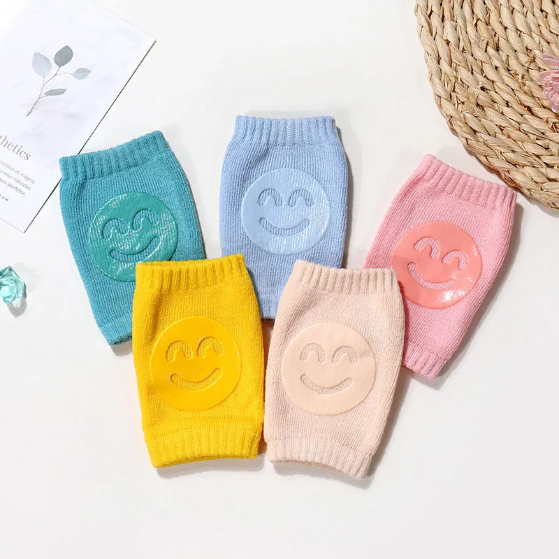 Baby Knee Pads Toddler Crawling Protector Toddler Legs Warmers Leg Protection Elbow Pads Baby Safety Cotton Non Slip Smiley