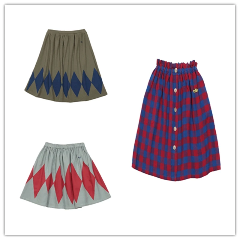 Новинка Осень-зима 2020 модные детские юбки в клетку британском ретро-стиле для