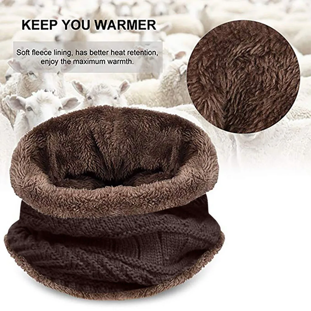 

Men Keep Warm Beanie Winter Thicken Hat and Scarf Two-piece Knit Windproof Cap Plus Velvet Cycling Caps Set Sombrero Mujer