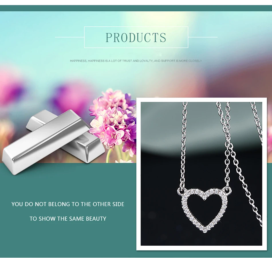 

2019 Shiny Clear CZ Crystal Heart Necklace 925 Silver Jewelry for Women Wedding Engagement Authentic Jewelry Gift