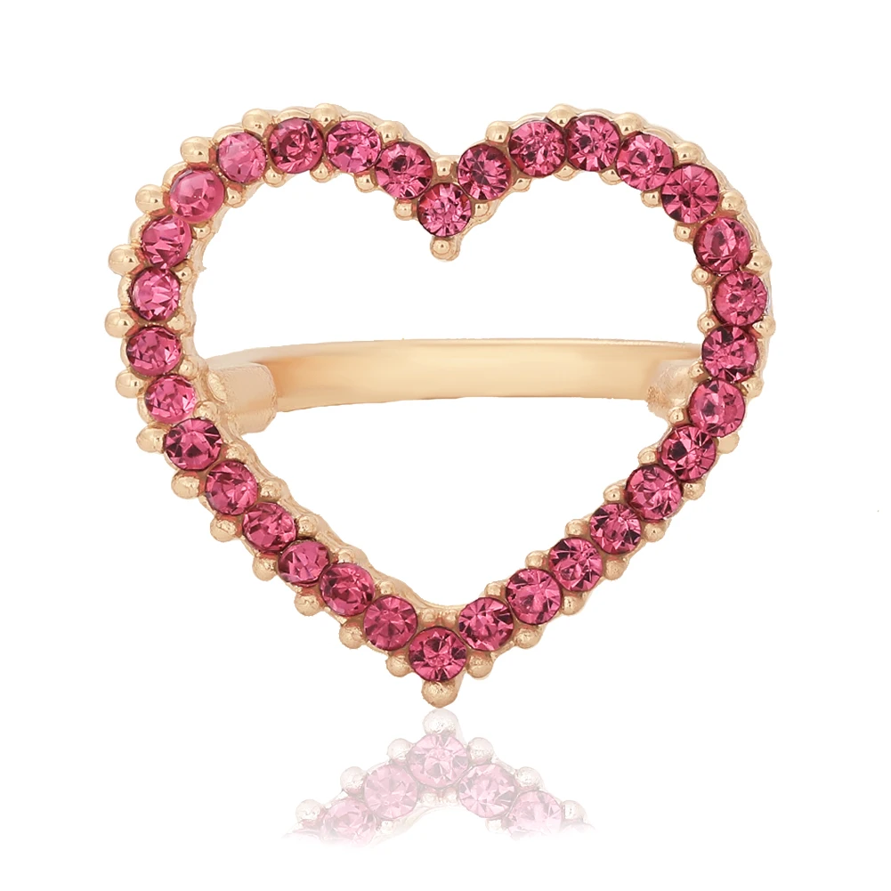 Hollow Rose Pink Лучшие женские модные свадебные кольца с кристаллами в стиле бохо для женщин, фирменный дизайн, Круглый сердечко, подарок для девочек, богемное стекло, кольца для обещаний, Лидер продаж - Цвет основного камня: Hollow Rose Pink