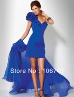 2018 vestido de noiva formal pageant sexy short one shoulder elegant sweetheart royal blue party prom gown bridesmaid dresses
