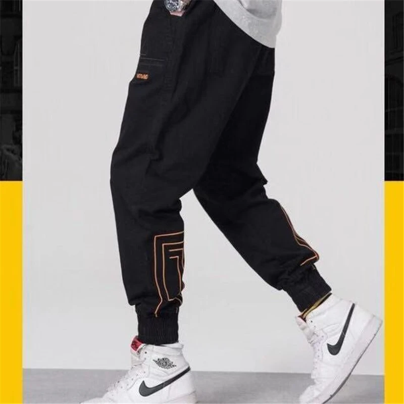 

2020 Summer Ankle-length Overalls For Men Pencil Pants Korean Fashion Youth Embroidery Men Trousers Loose Trend Beam Harem Pants