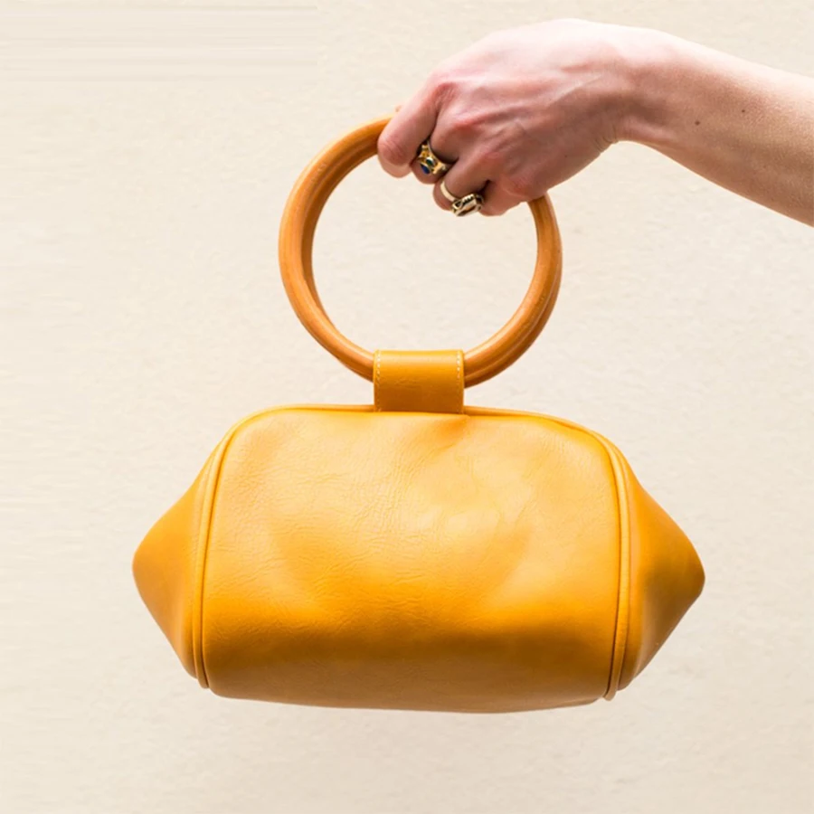 Повседневные круглые дамские сумочки с деревянными ручками Роскошные Сумки из