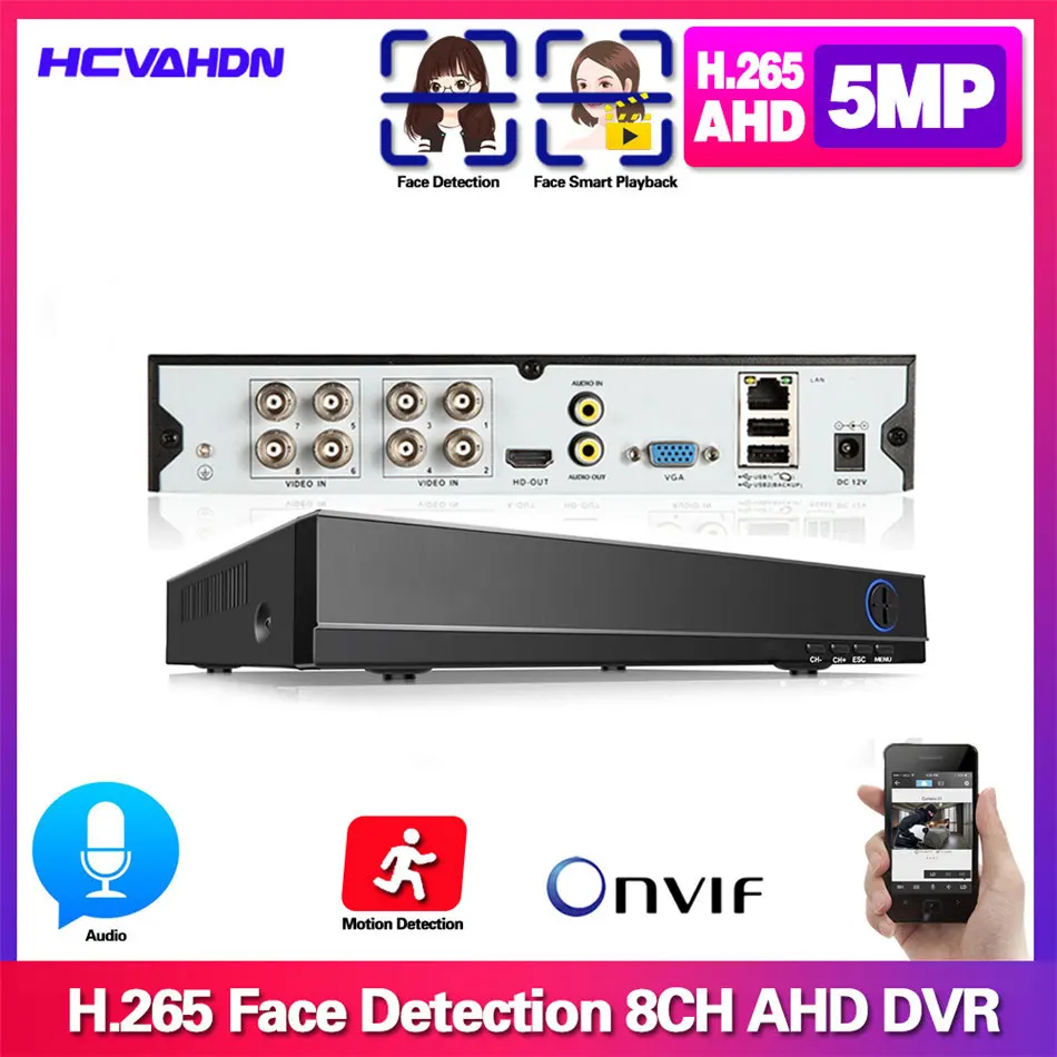 

6 in 1 H.265 8 Channel AHD DVR Hybrid Video Recorder for 5MP/4MP/2MP/1080P Camera Xmeye P2P CCTV Security Support USB 8ch DVR