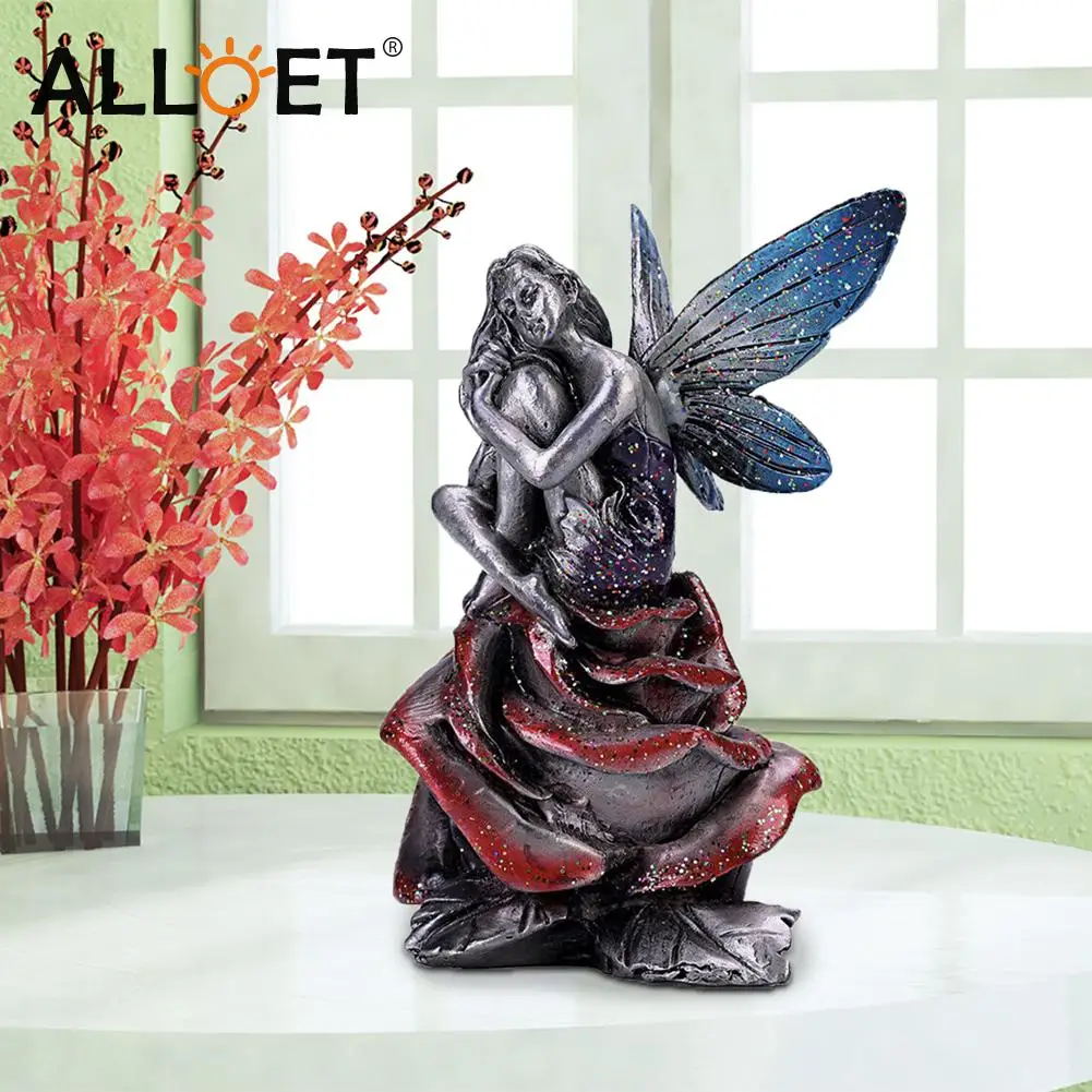 

Metal Flower Fairy Sculpture Art Statues Electroplating Alloy Statue Living Room Figurine Garden Ornament Home Decor