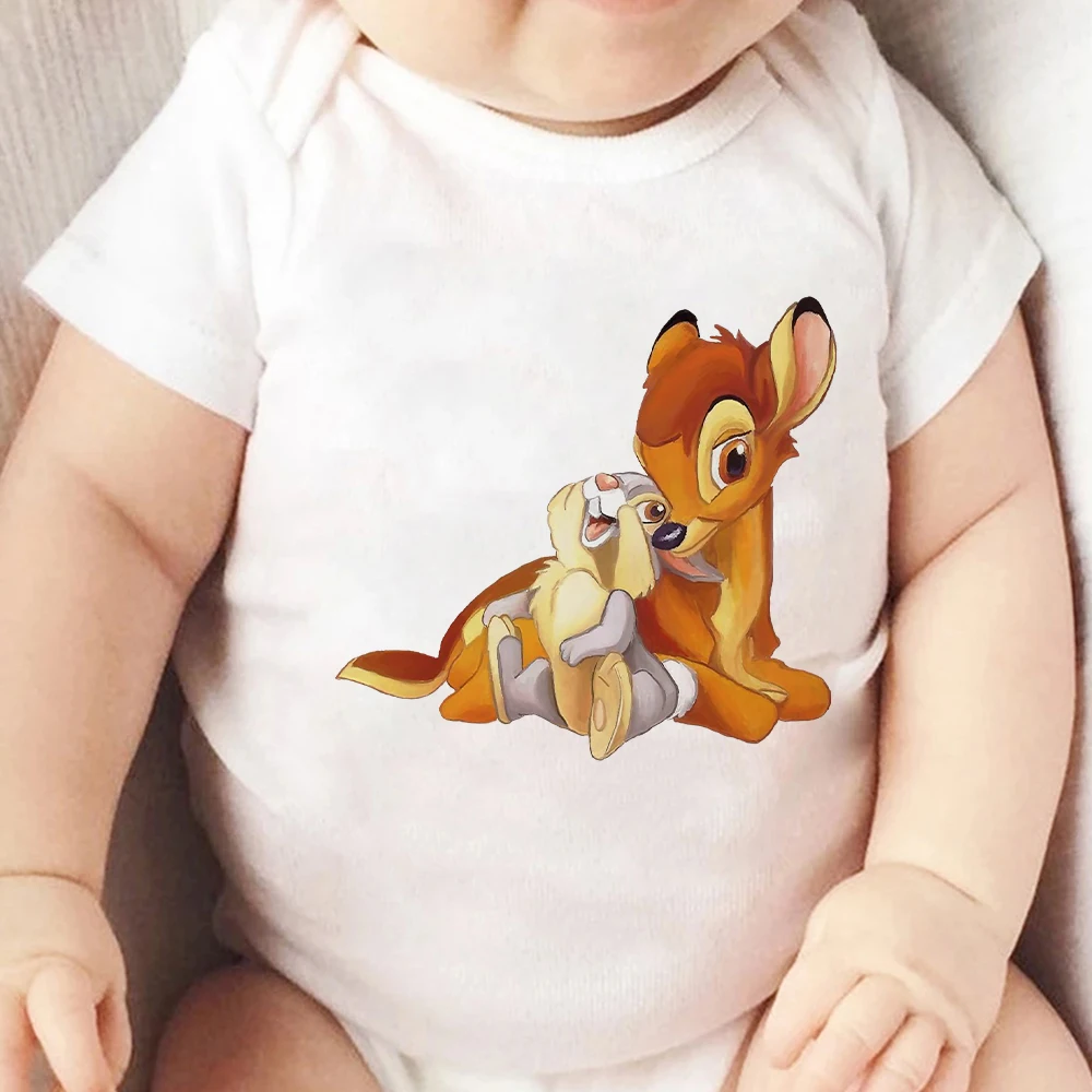 Toddler Romper Harajuku Disney Deer Bambi Rabbit Thumper Graphic Girl Boy Baby Clothes 0-24M Infant Bodysuits