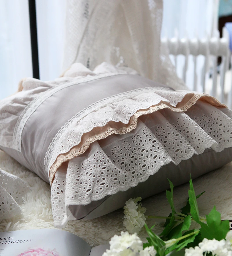 Роскошный европейский кружевной чехол для подушки с оборками Хлопковый диванной