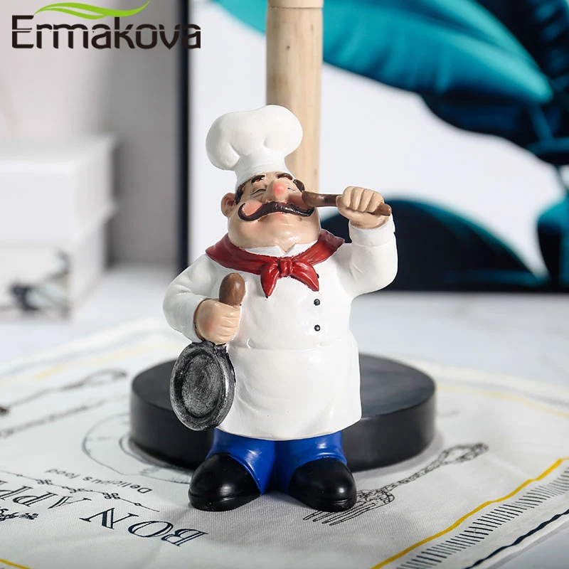 ERMAKOVA смолы шеф-повар двухслойный бумажный держатель для полотенец статуэтки