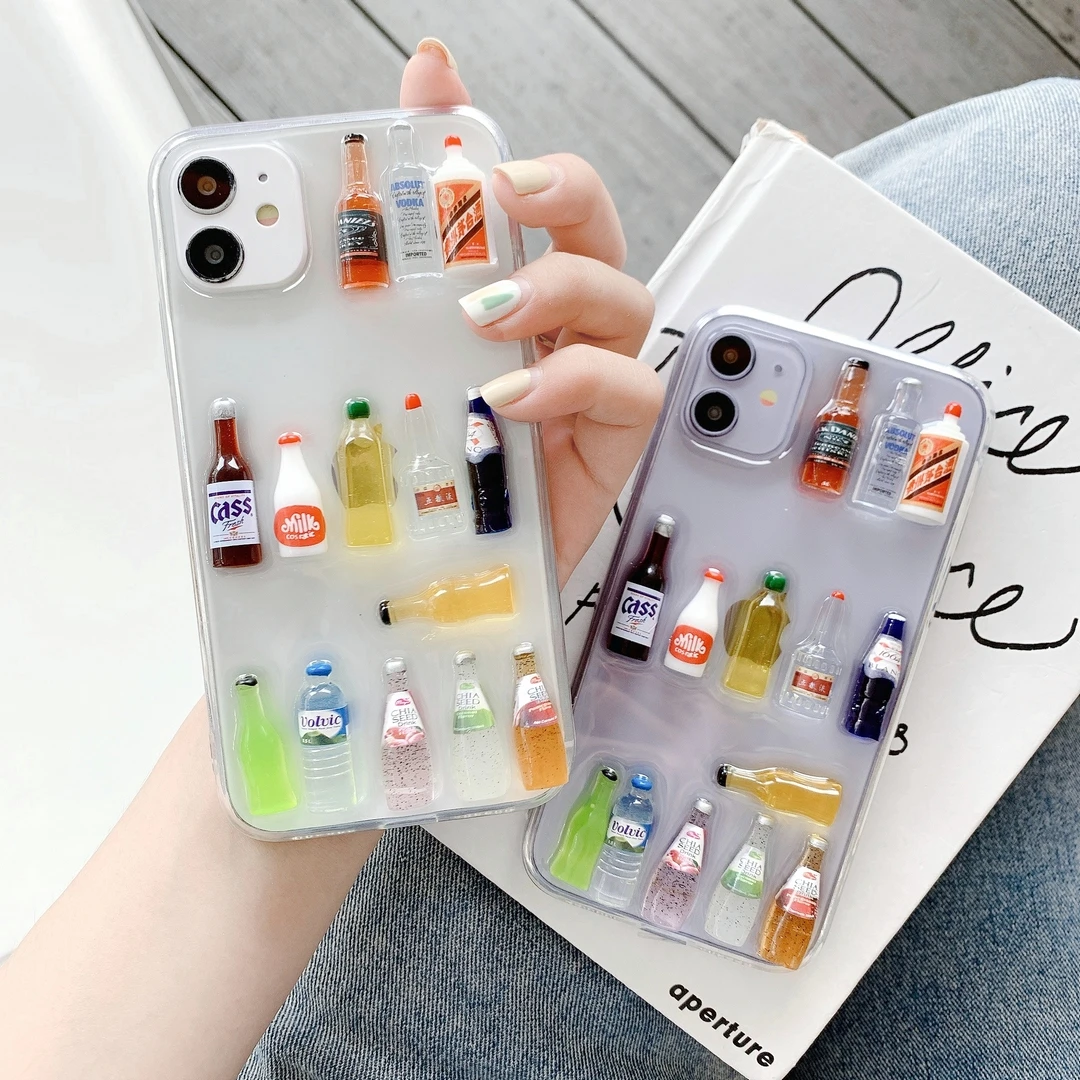 

Цветной 3D Рисунок винной бутылки для iPhone 11 11Promax 12 12Promax 13 13Pro XS X XR xsmax, прозрачный мягкий чехол