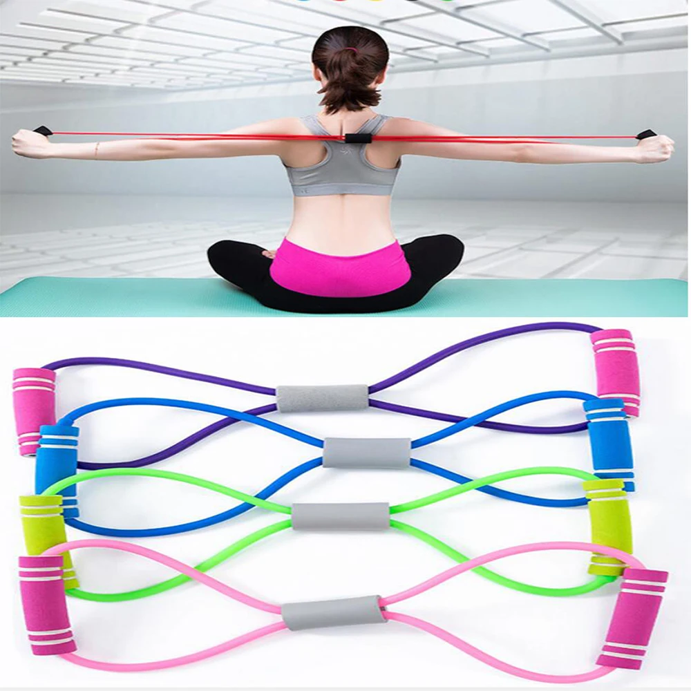 

Hot Yoga Gum Fitness Resistance 8 Word Chest Expander Rope Workout Muscle Trainning Rubber Elastic Bands for Sports Exercise