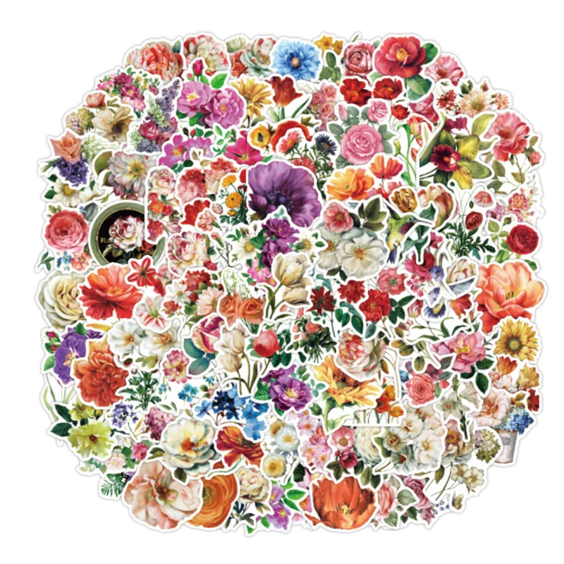 

10/30/50PCS Flowers Blooming Plants Graffiti Stickers Motorcycle Computer Scooter Bag Decoration Toys Wholesale