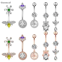 guemcal 1pcs fashion sweet diamond studded tree of life belly button nail body piercing jewelry