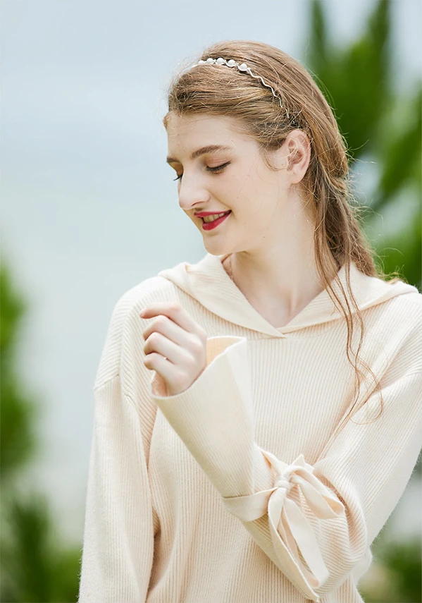 

Women hooded sweater pullovers fashion solid color knitwear students knitted tops pull femme 2020 winter clothes