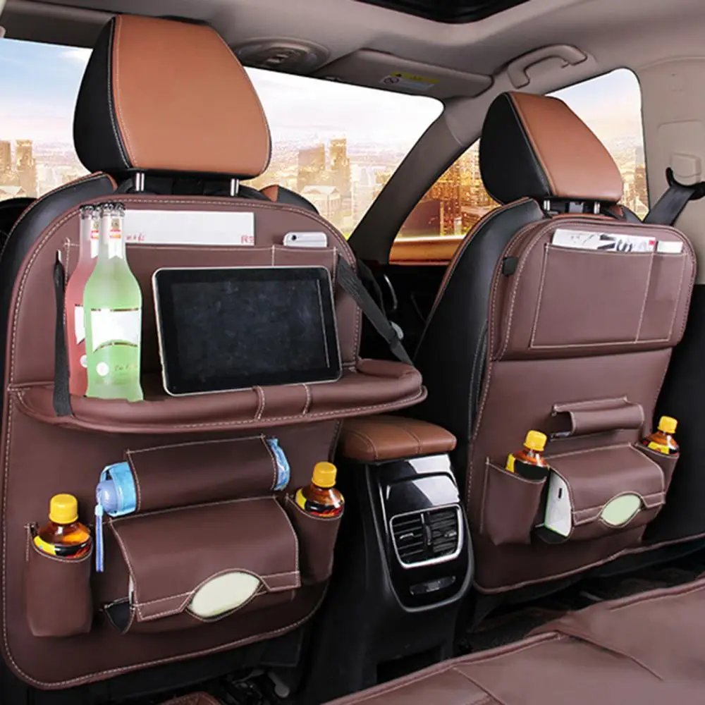 

Faux Leather Car Backseat Multi-Pocket Folding Storage Bag Organizer Holder Automobiles Stowing Tidying