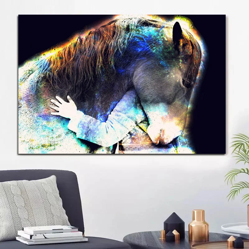Современная живопись холст постеры с животными и принты лошадь настенные