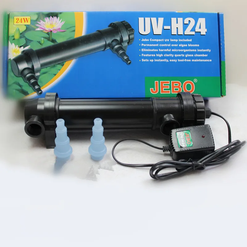 JEBO 24 Вт УФ-стерилизатор, светильник, Ультрафиолетовый фильтр, осветлитель, убивающий водоросли для аквариумного пруда, Коралловый кои, аквариум для рыб, UV-H24W