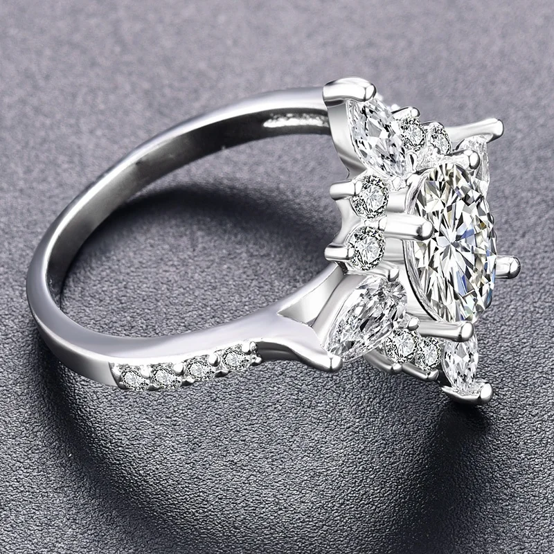 

Fashion Trendy Luxury Romantic Wedding Zircon Ring Accessories Female Charm Valentine's Day Jewelry Gifts Wholesale