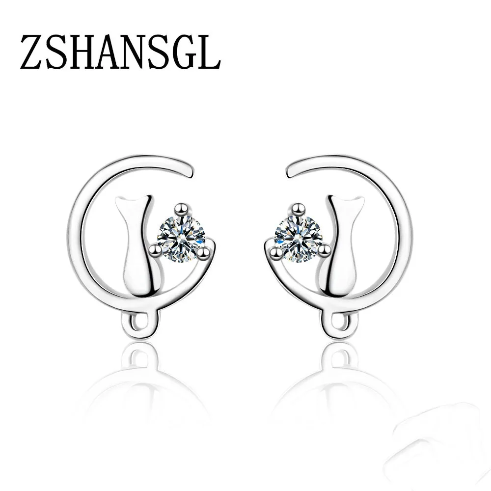 Женские маленькие серьги-гвоздики с фианитом Серьги серебряного цвета в виде