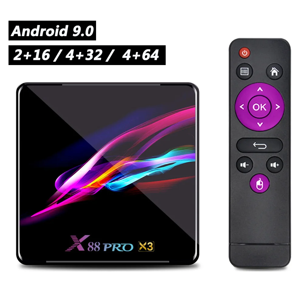 X88 Pro X3 Smart 8K tv Box Amlogic S905X3 Android 9 0 2 4 ГГц + 5 двухдиапазонный WiFi 1000 Мбит/с BT 1 H.264 H.265