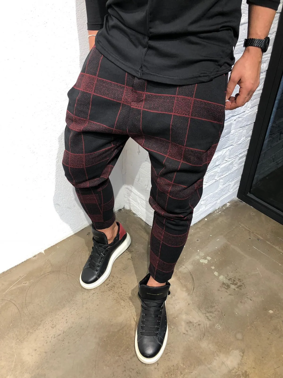 Hombres, облегающие, облегающие, hombres, Chino pantalones sóper cómodos pantalones elaticos para hombres disegno a cuadros rayas lat