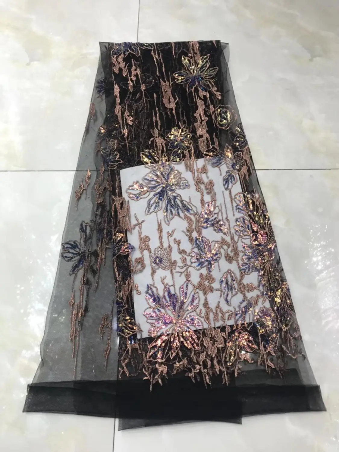 

5yards african net tulle lace fabric with sequins good quality african mesh lace fabric for women party dress FNSDE192