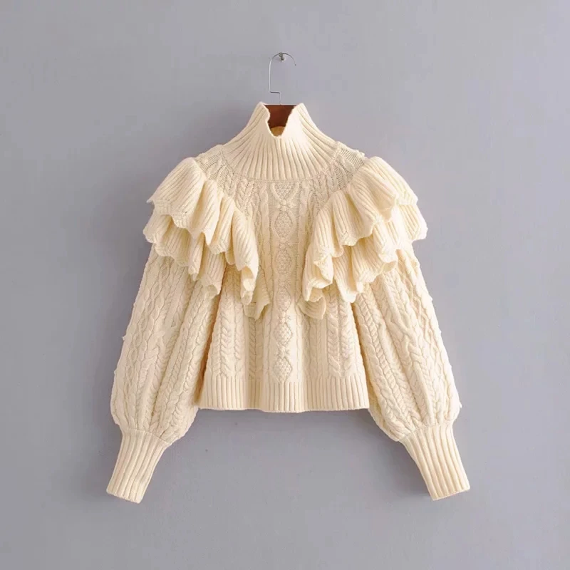Winter ruffle turtleneck sweater women pullovers long sleeve knitted casual pull femme ladies korean 2019 | Женская одежда