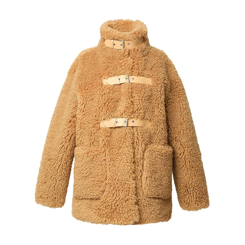 

Lamb wool coat women's short section 2021 winter new fashion loose fur one grain wool sheep shearing coat