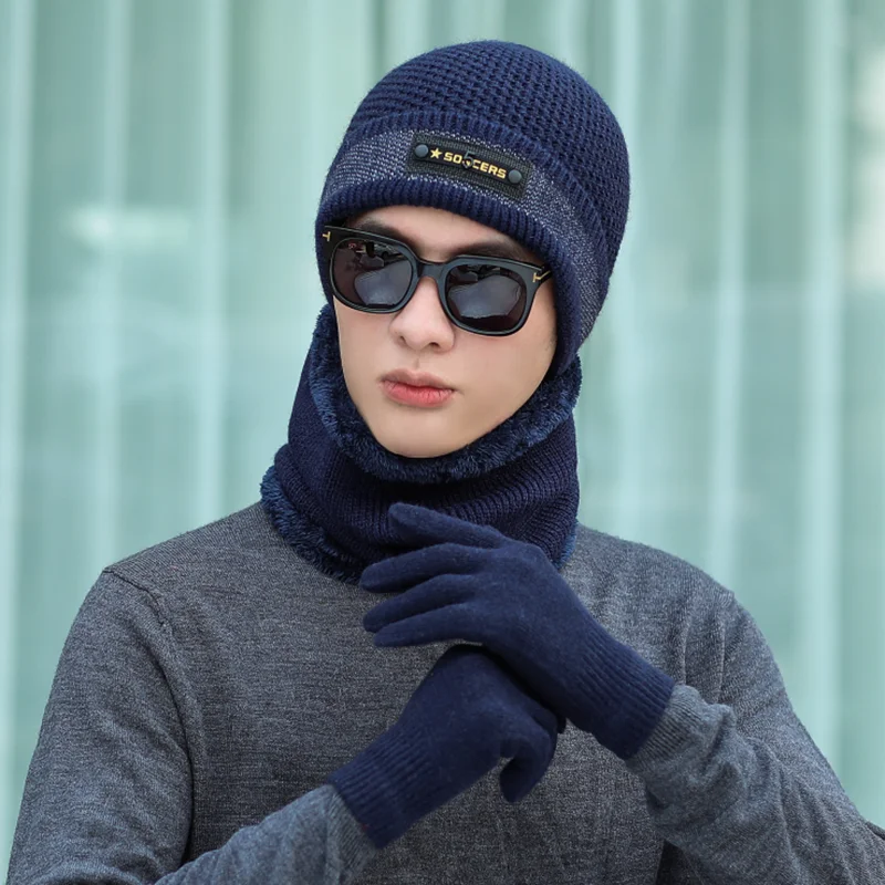 2019 новая зимняя вязаная шапочка шапка шарф перчатки наборы мужские и женские