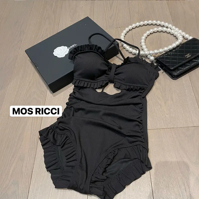 

Sexy Swimsuit Shaded Female Conservative Bubble Hot Spring Jumpsuit Flat Angle Swimsuit High Waisted Bikini New Arrival
