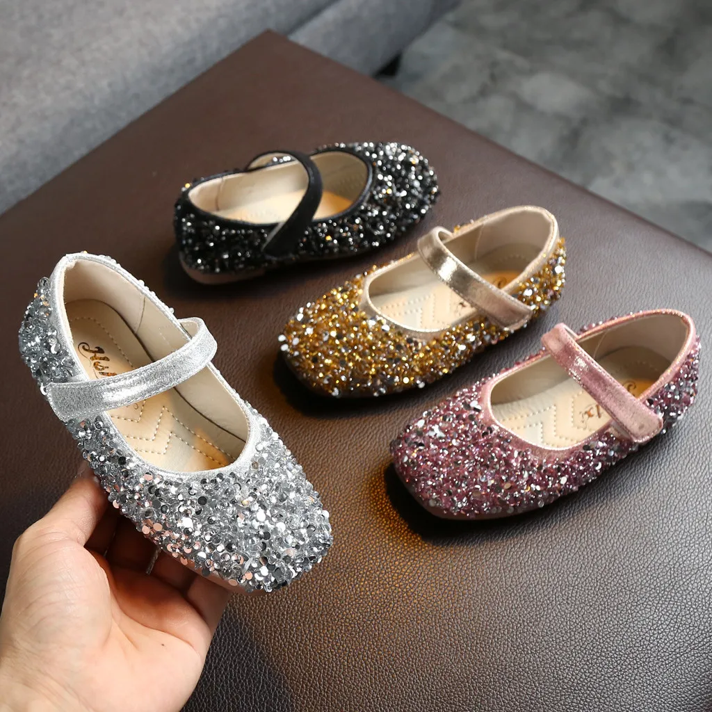 2019 на осень для девочек детские туфли принцессы детская одежда с блестками
