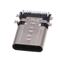 10pcs usb 3 1 type c connector 12 pin female socket receptacle through holes pcb 180 vertical shield