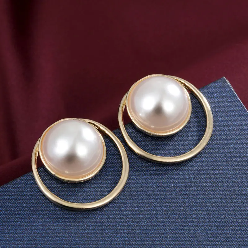 MINHIN Simulated Pearl Stud Earrings Women Bohemian Geometric Earrings Wedding Jewelry Korean Earrings - Окраска металла: 1500