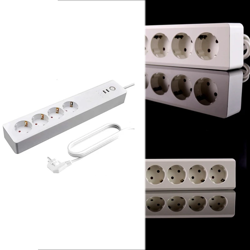 

Zigbee Smart Power Strip EU Smart Power Bar Multiple Outlet Extension Cord with 2 USB and 4 AC Plugs By Tuya,EU Plug