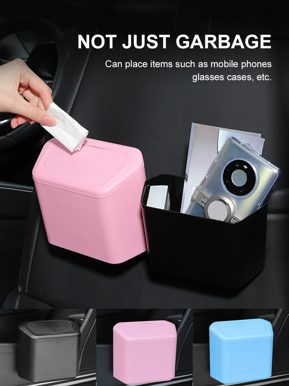 

Universal Car Trash Can Plastic Waterproof Car Trash Box Holder with Lid Odor-proof Backseat Organizer Car Interior Accessories