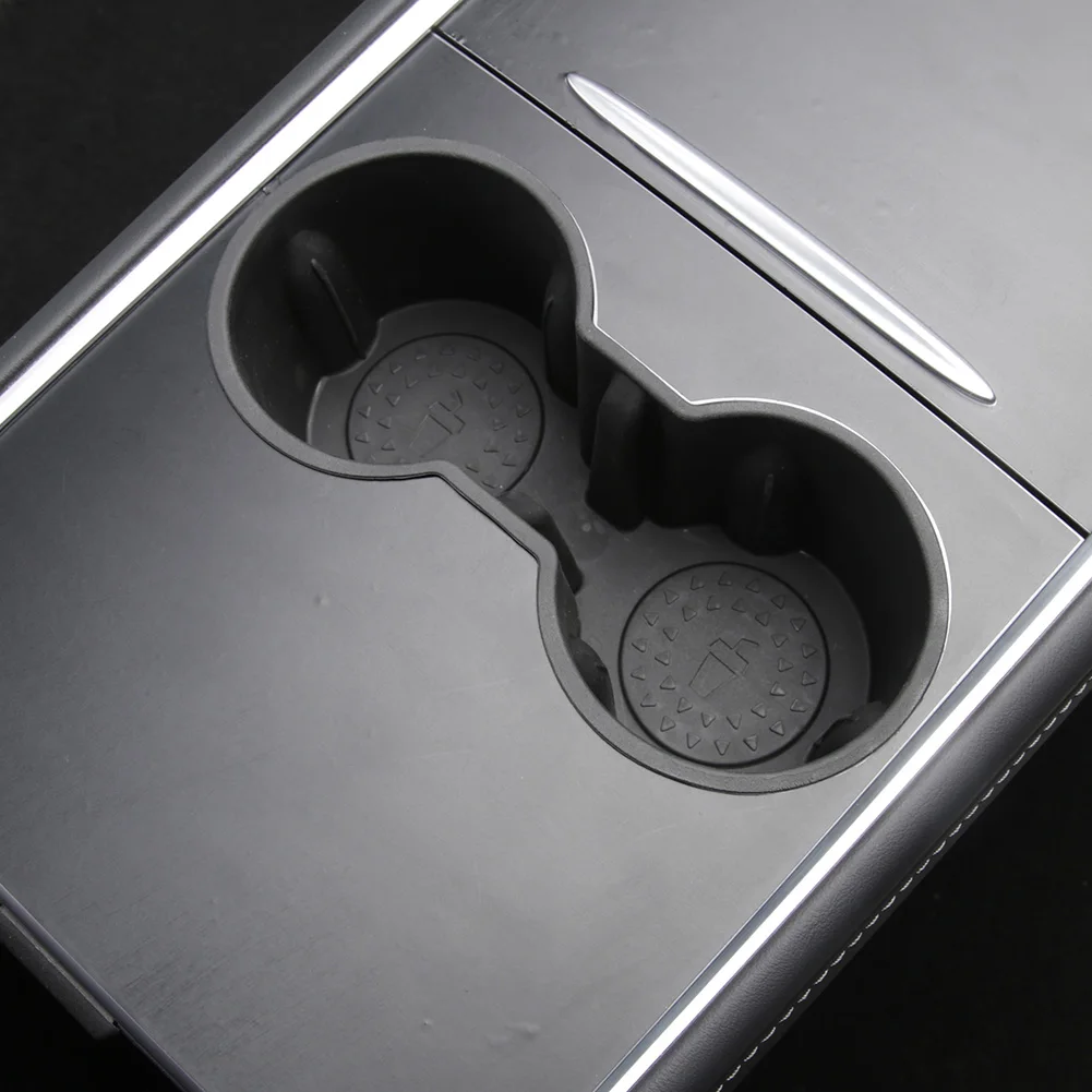 

TPE Water Cup Holde Accessories Water Proof Console Cup Holder Insert Double Hole Holder for Tesla Model 3 Model Y 2021