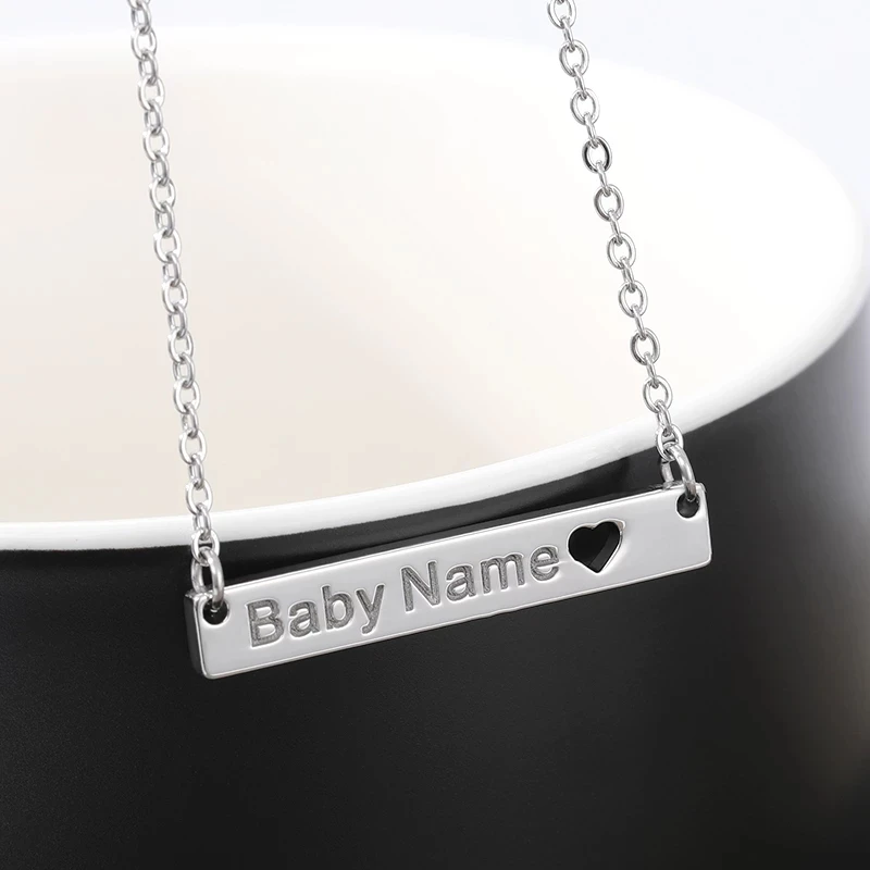 

Personalized Custom Name&Heart Necklace Christmas Gift To Girlfriend Stainless Steel Bar Rose Gold Silver Color Mama Jewelry