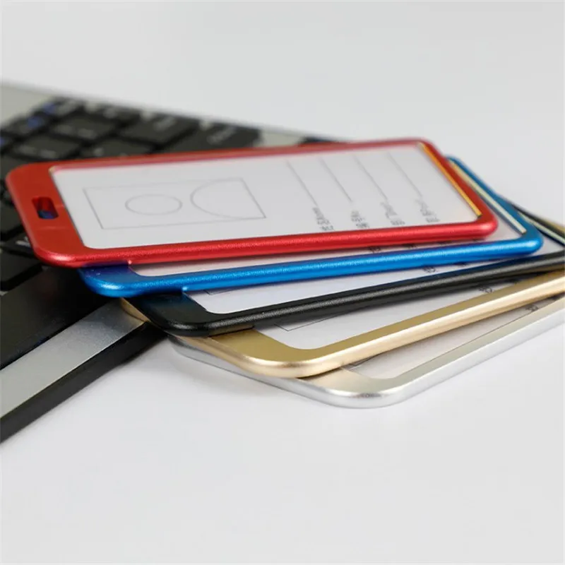 

1PC Work Card Holders With Rope Aluminium Alloy Card Holder Employee Name ID Card Cover Metal Work Identity Badge Case