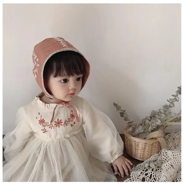 Винтажные Детские платья с цветочной вышивкой и длинными рукавами для девочек