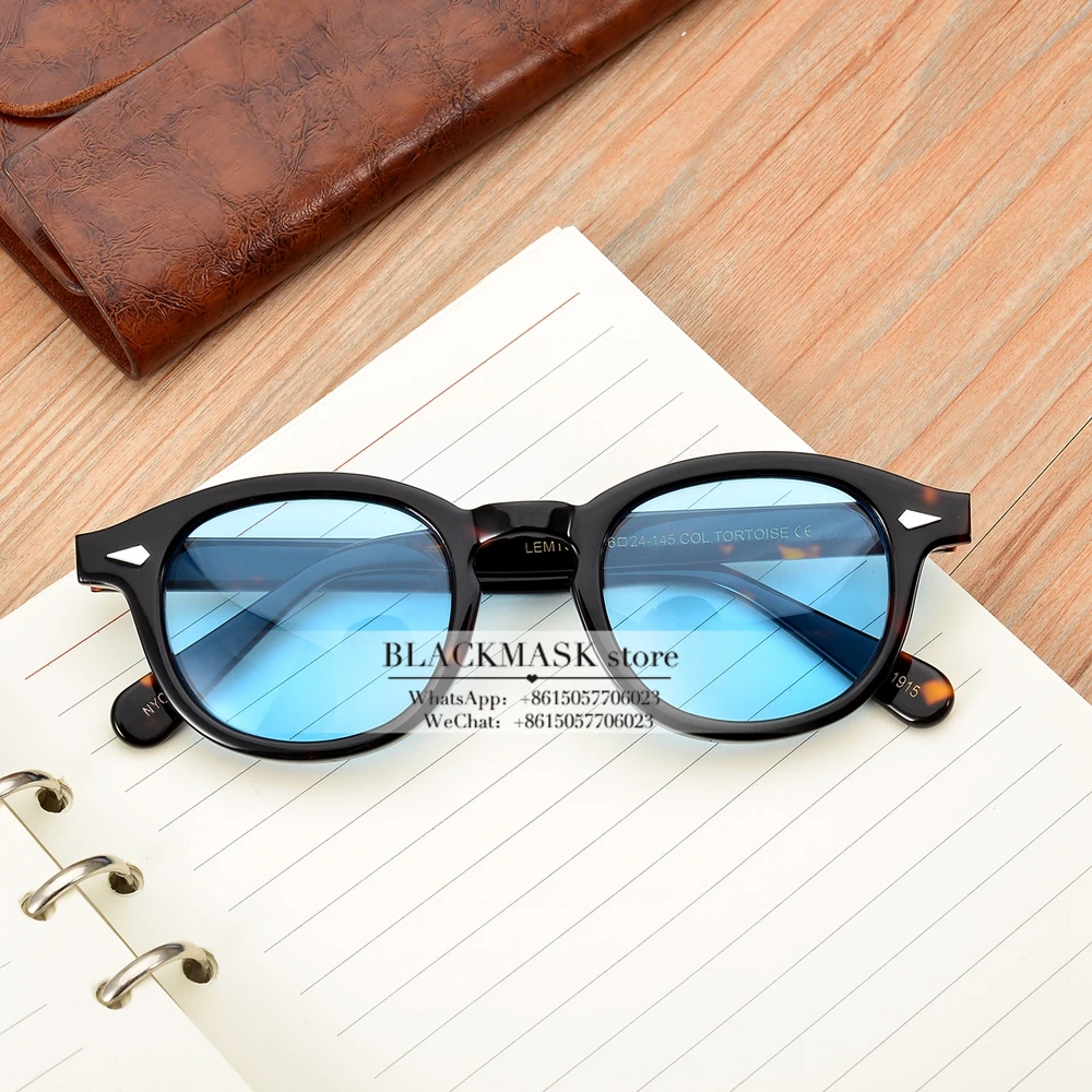 tortoise vs blue Новинка, винтажные Круглые Солнцезащитные очки из ацетата, lunette soleil femme, Ретро стиль, брендовые дизайнерские солнцезащитные очки для женщин и мужчин, oculos de sol, красные линзы - Цвет линз: tortoise vs blue