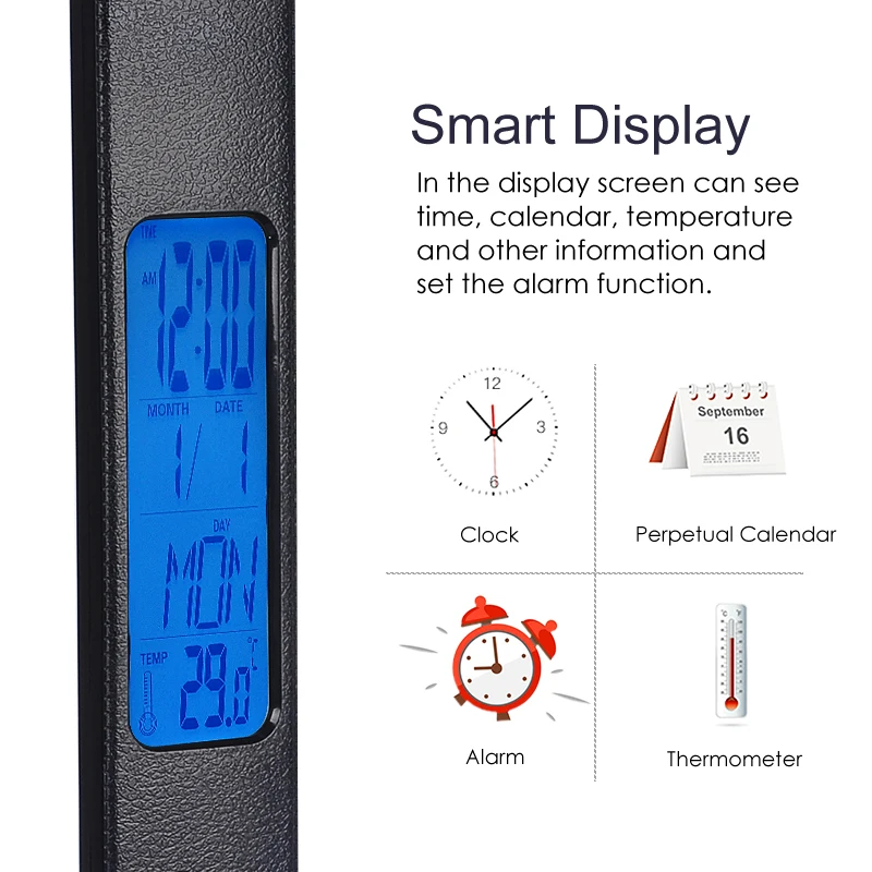Hot LED Table Desk Lamp 5W QI Wireless Charging with Calendar Temperature Alarm Clock Eye Protect Read Light | Освещение
