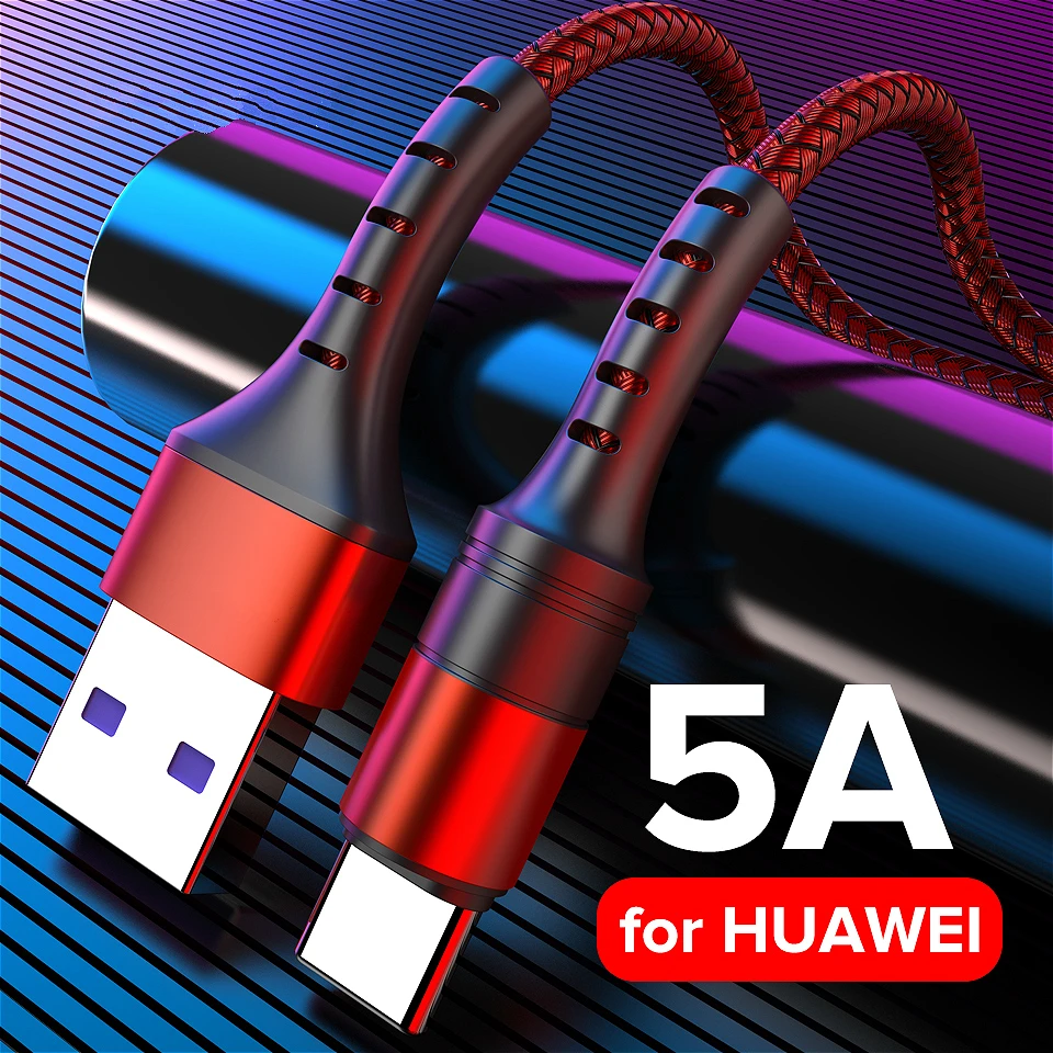 

5A Type C USB Cable QC3.0 Super Fast Charging Wire Phone Cord USBC Type-C Cabo for Huawei Mate 40 30 P40 P30 Pro Honor 10 Nova