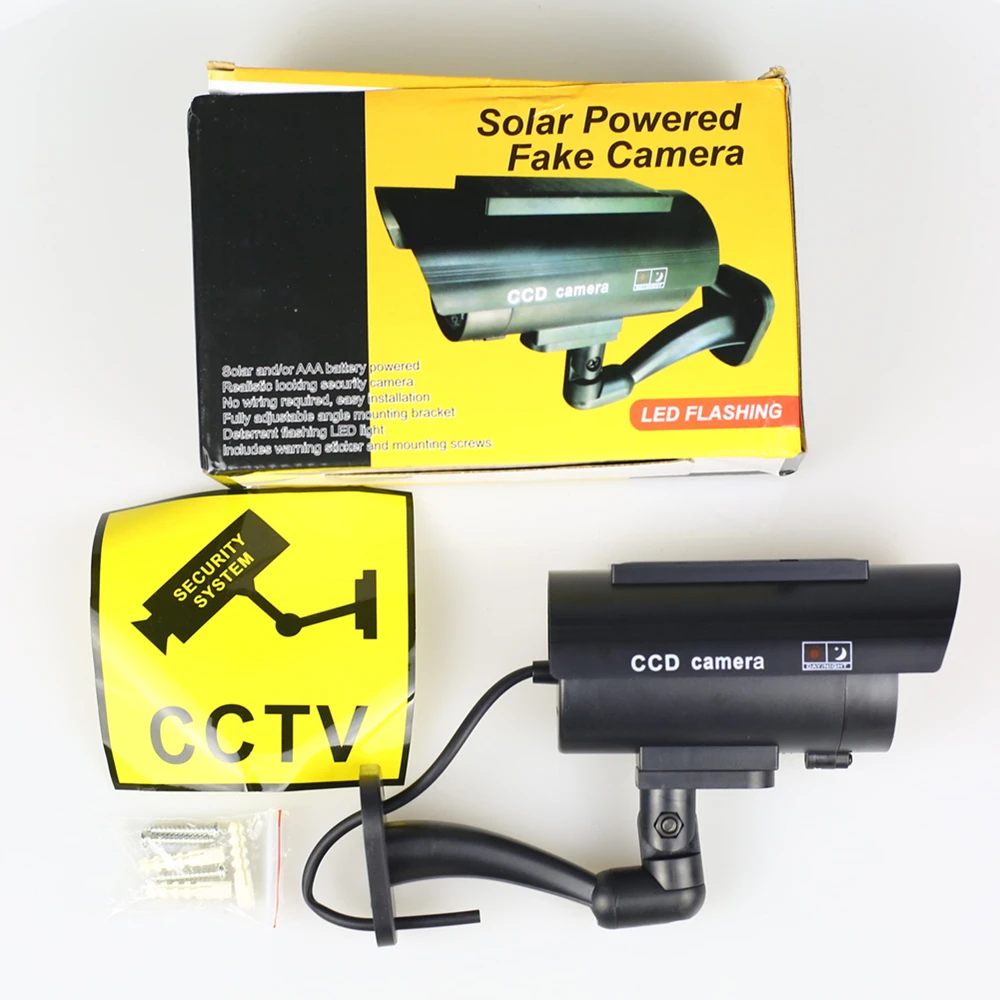 

2pcs/lot Simulation Dummy Camera Fake Solar Power Outdoor Indoor Home Security Surveillance CCTV Camera Bullet Waterproof LED