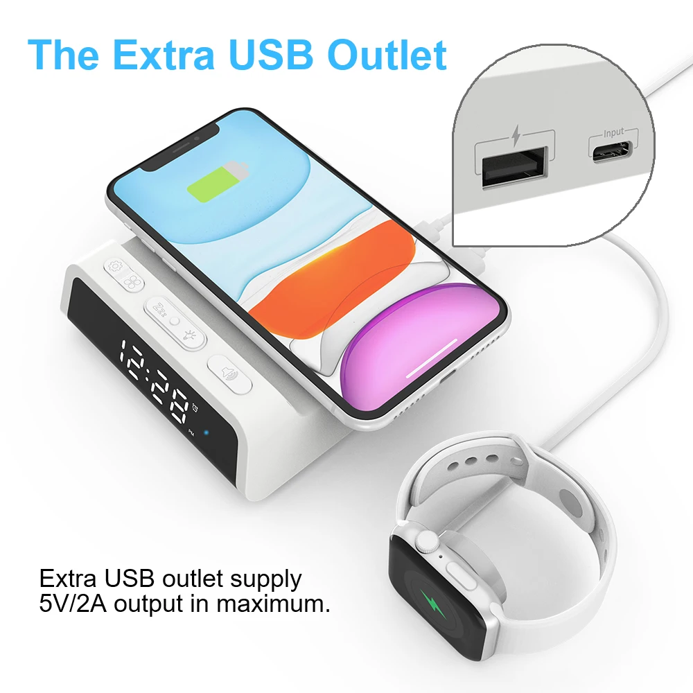 3in1 led alarm clock wireless charger for iphone 11 12 pro max smasung galaxy s21 s10 usb 15w fast charger charging dock station free global shipping