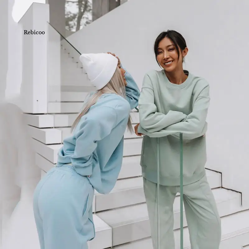 

2021 Spring and Autumn Suit Women's New Style Women's Loose Sports and Leisure Sweater Suit Long-Sleeved Trousers Two-Piece Suit