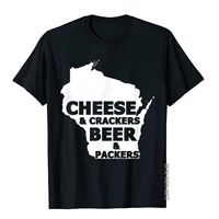 cheese and crackers beer and packers funny saying t shirt cosie top t shirts for men cotton tops shirts funny fashion