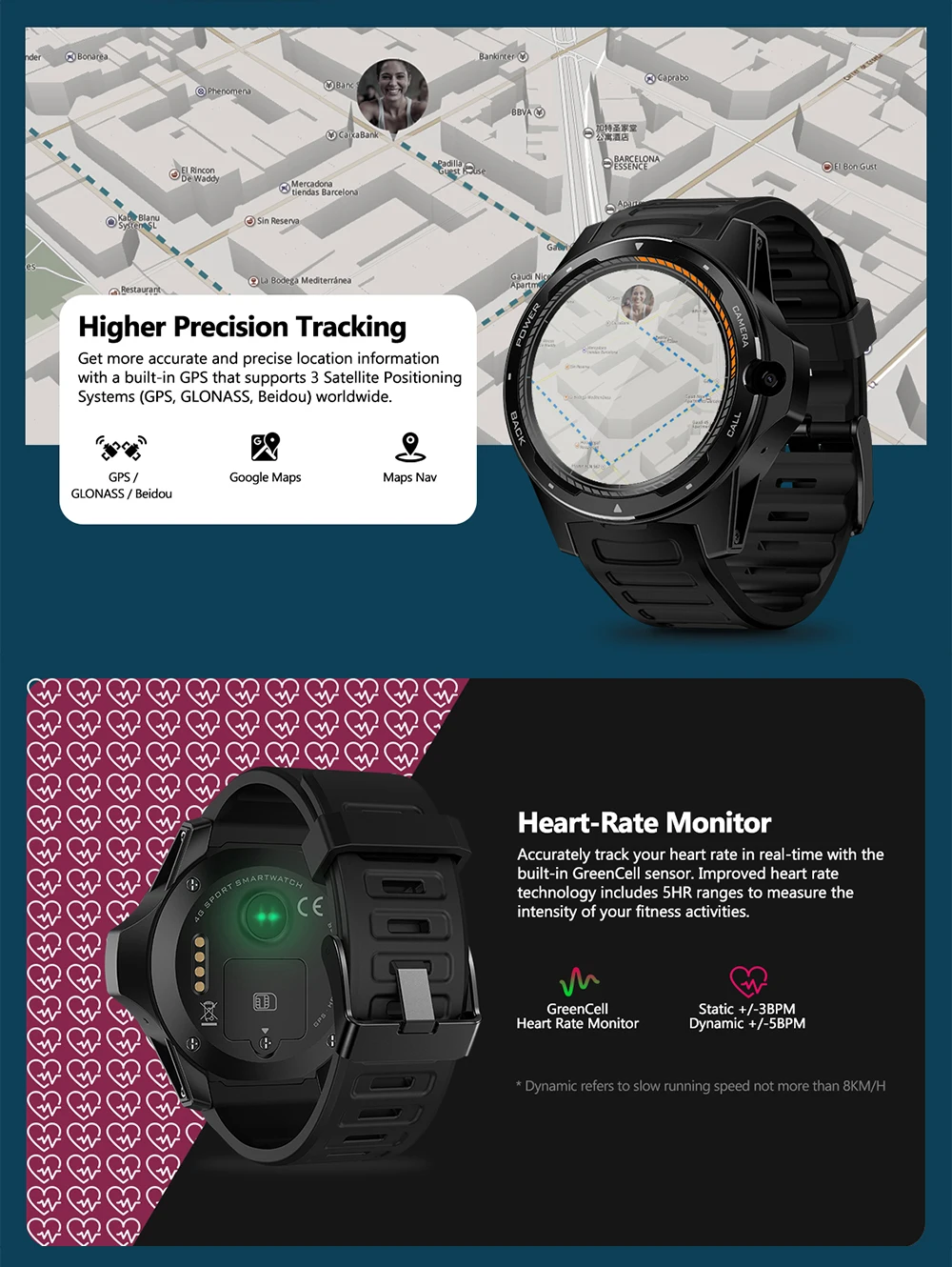 Новинка zeblaze Thor 5 двойная система Smartwatch 4G WiFi Android IOS телефон 2 Гб+ 16 Гб 8.0MP передние Смарт-часы с камерой черный