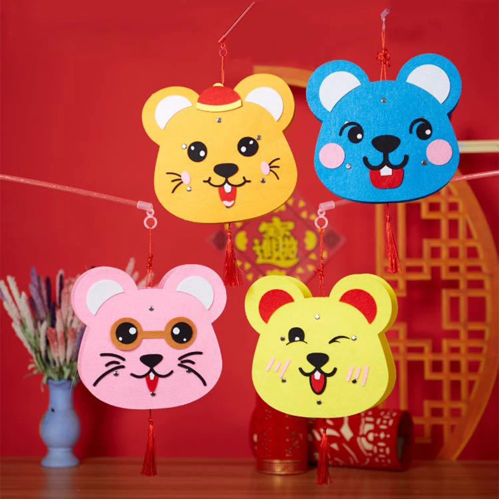DIY CartoonPaper фонарь китайский год светодиодный украшения для фонарей войлочные украшения для детей Рождественский Декор Висячие двери детский подарок