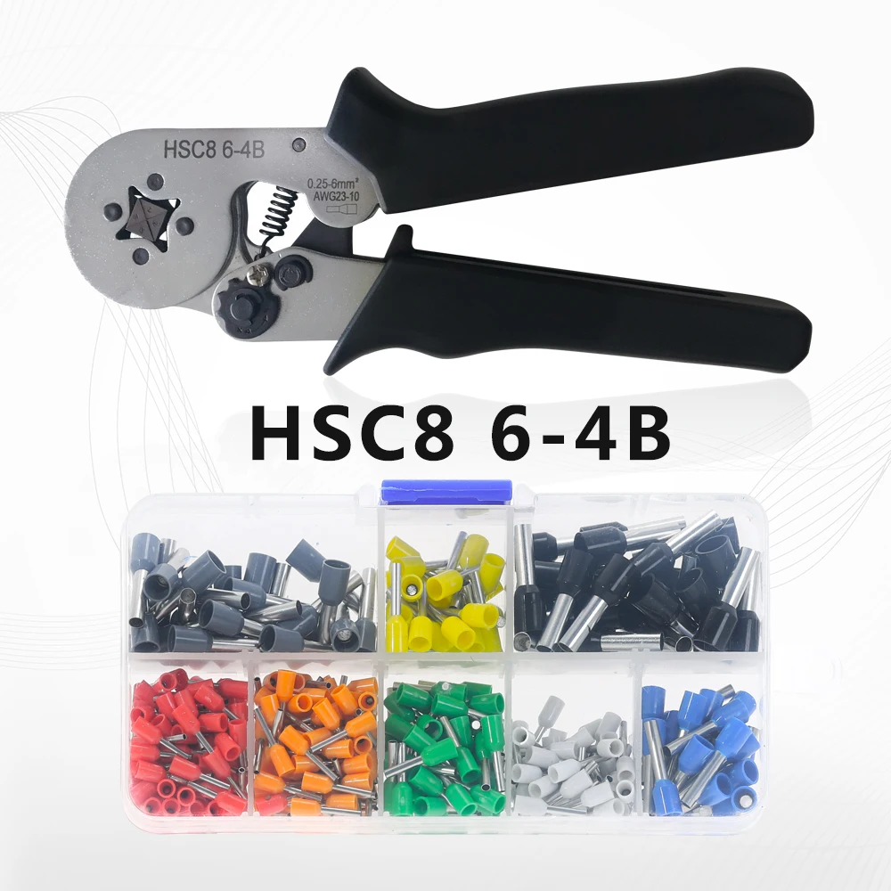 HSC8 6-4 многофункциональные 0,25-6 мм2 саморегулирующиеся обжимные плоскогубцы для кабельных наконечников наконечники ручные инструменты плоскогубцы трубчатый терминал - Цвет: 6-4B W 400Pc