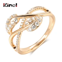 kinel vintage natural zircon rings for women 585 rose gold crystal flower ethnic wedding bride ring fine jewelry